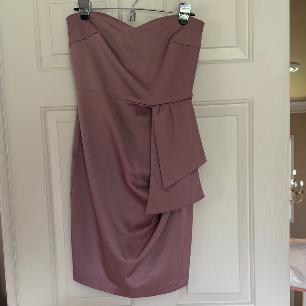 Lulu's Pink Asymmetrical Ruffled Strapless Dress